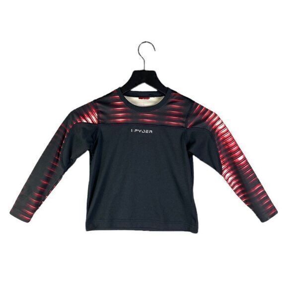Spyder Long Sleeve Shirt Athletic Kids Size XS Boys Pullover Thermal‎ Black 5-6 - Picture 1 of 10